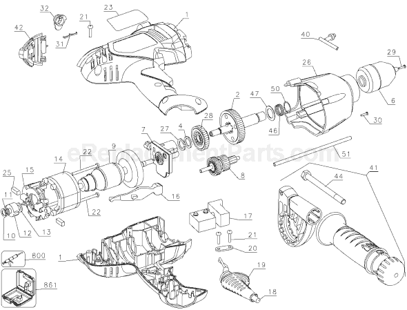 Page A Diagram and Parts List for DR601 Type 2 Black and Decker Electric Drill